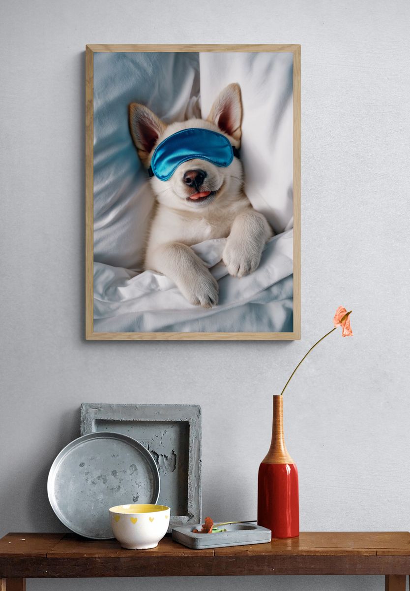 Sleeping Puppy Photography Poster. — room view 3