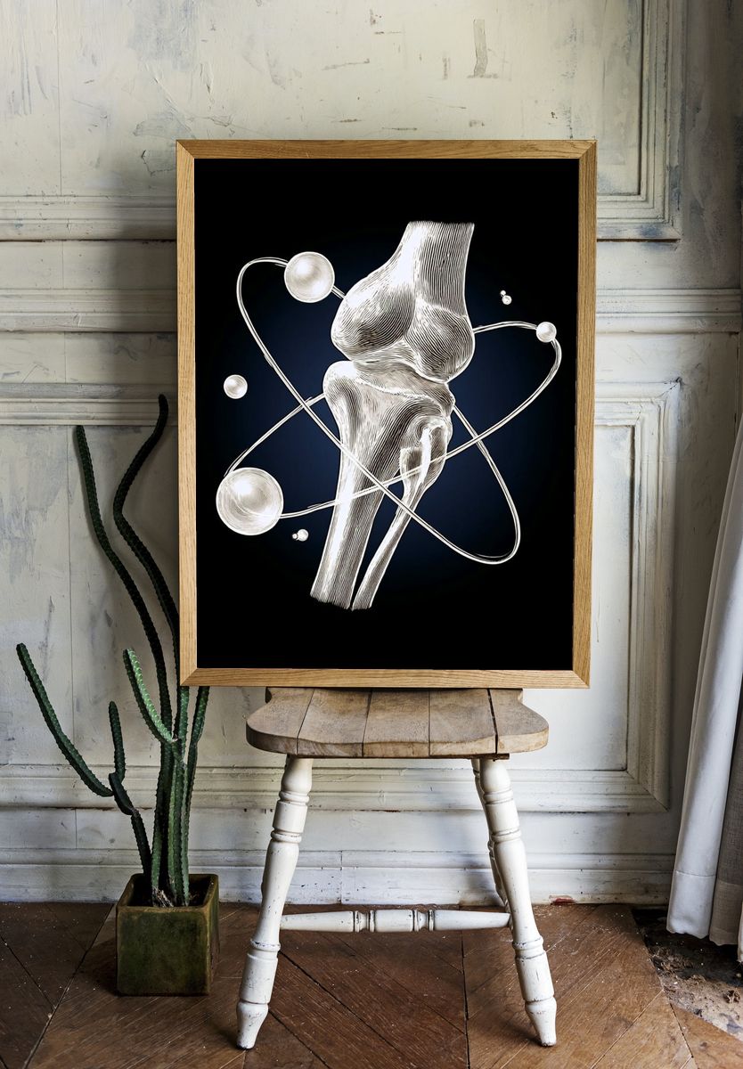 Atomic Knee Joint Illustration Poster. room preview