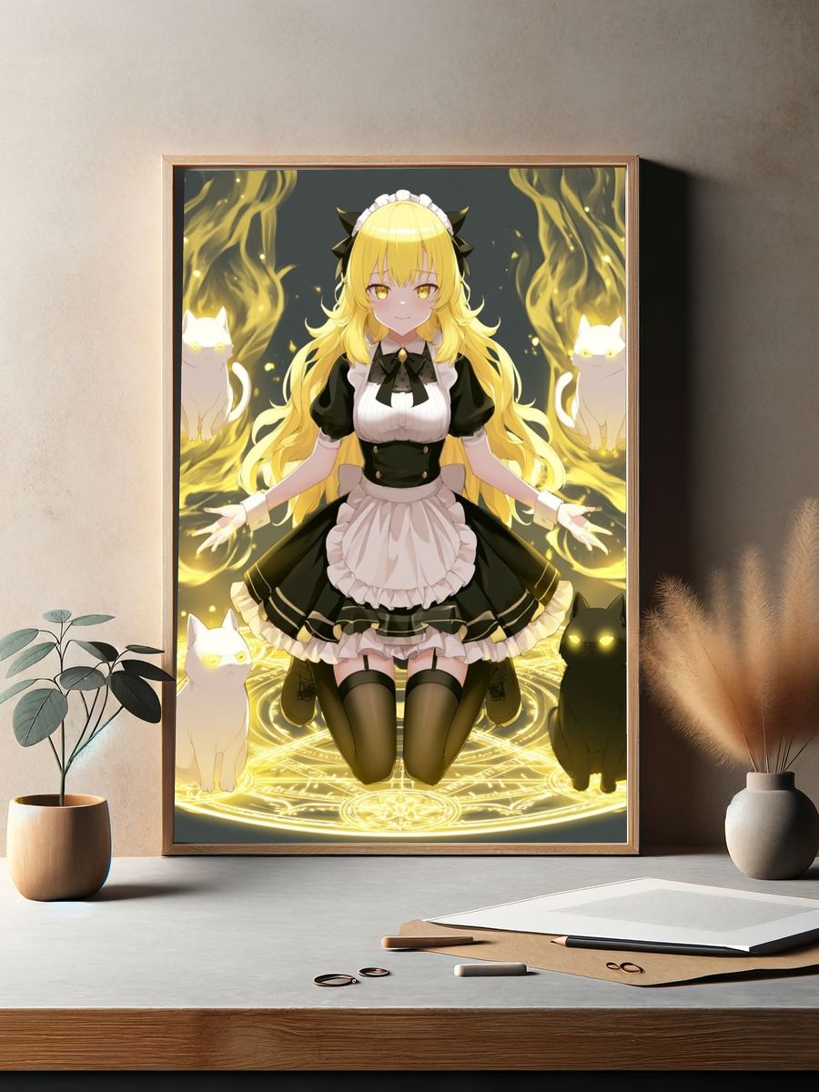 Golden Cat Maid Anime Poster. — room view 2