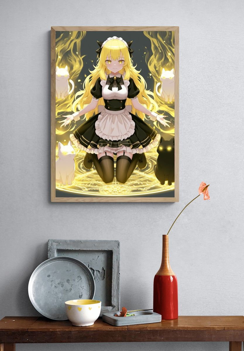 Golden Cat Maid Anime Poster. — room view 3