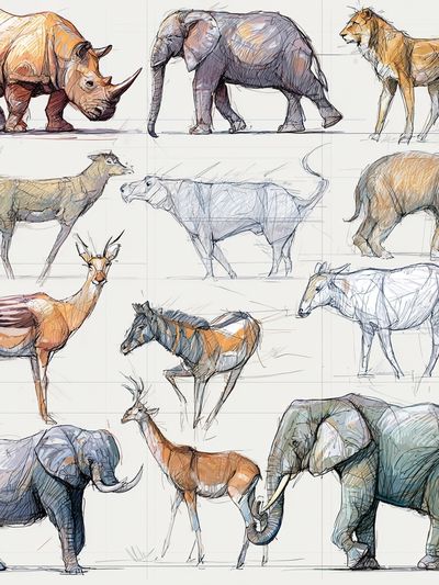 Safari Animal Sketch Poster. poster print