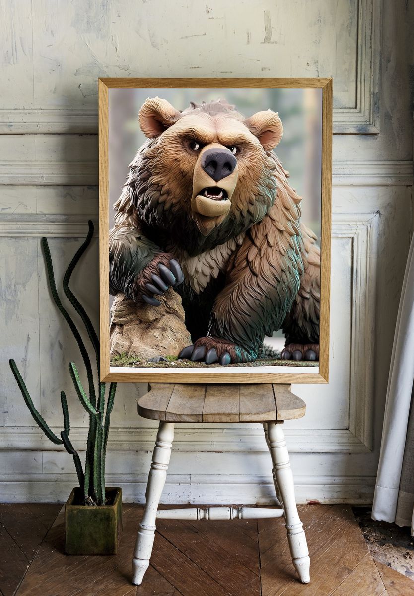 Grizzly Bear Sculpture Poster. — room view 1