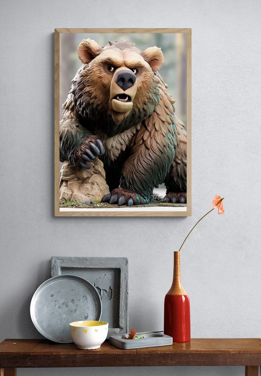 Grizzly Bear Sculpture Poster. — room view 3