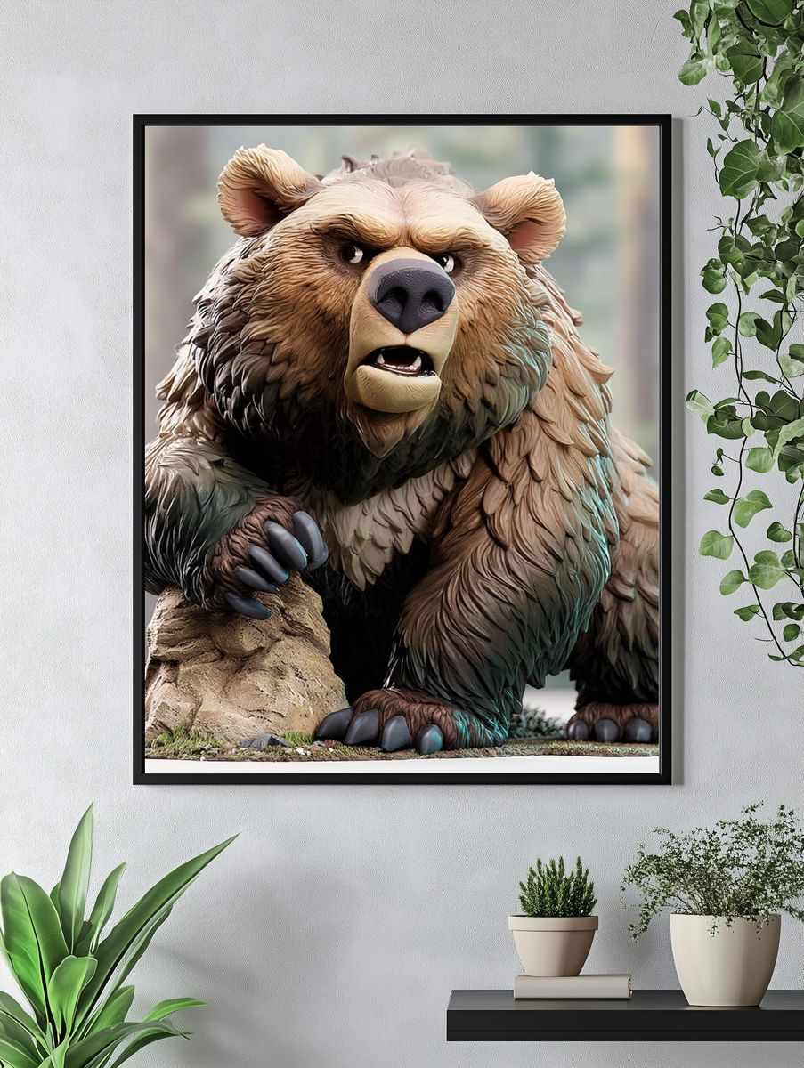 Grizzly Bear Sculpture Poster. — room view 4