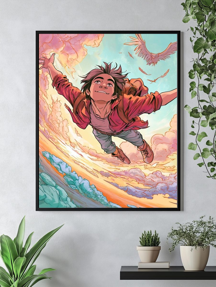 Skybound Boy Illustration Poster. — room view 4