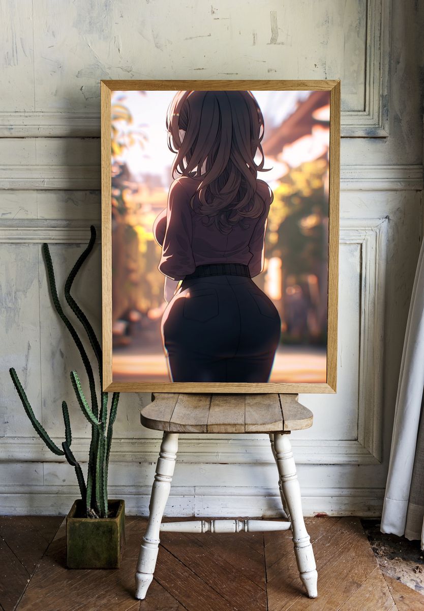 Sunlit Anime Girl Portrait Print. room preview