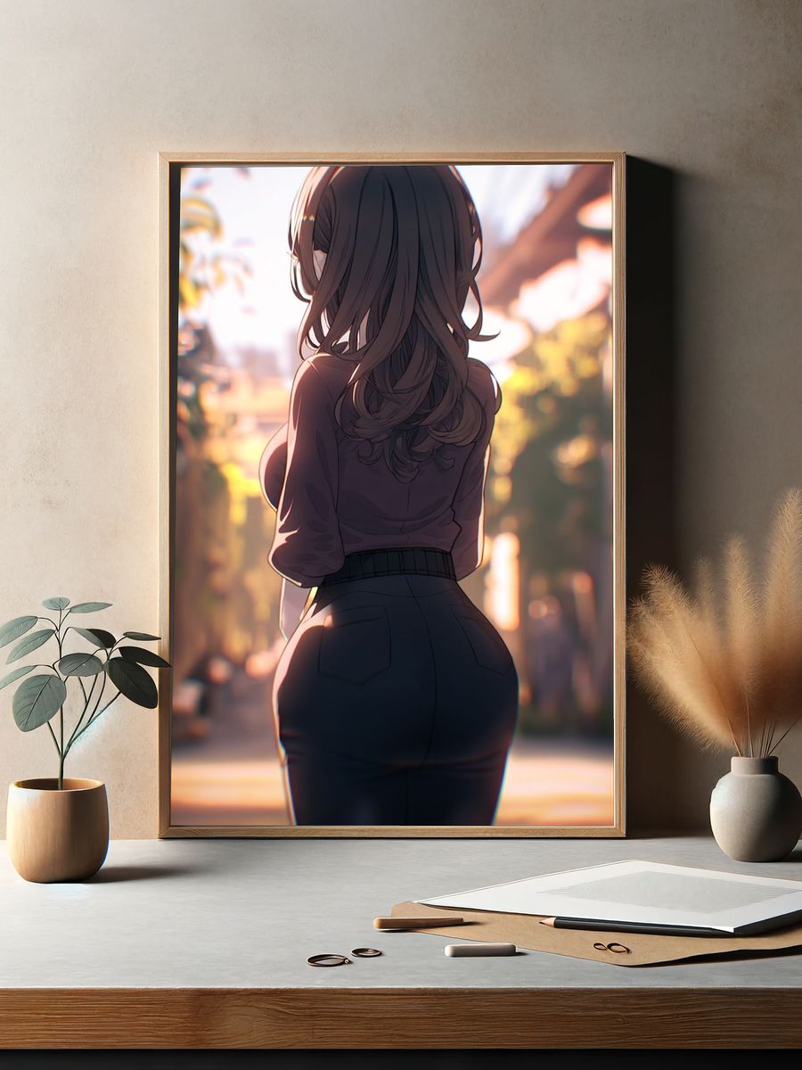 Sunlit Anime Girl Portrait Print. — room view 2