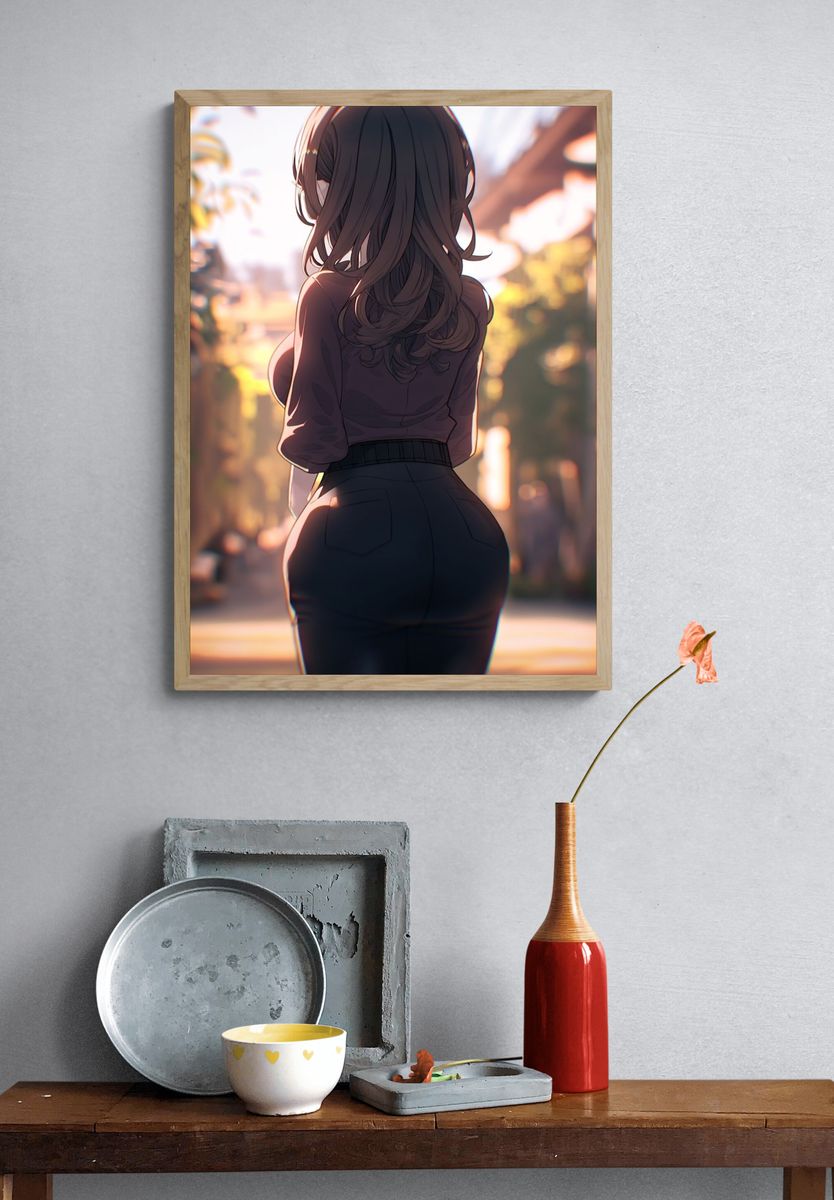 Sunlit Anime Girl Portrait Print. — room view 3