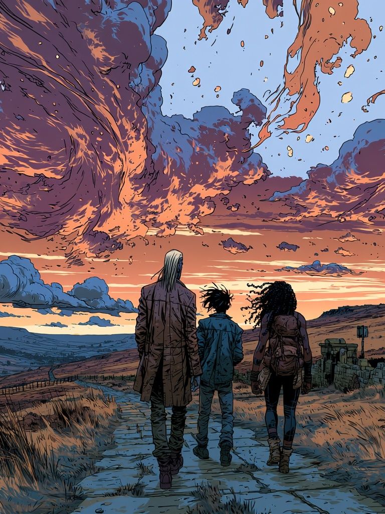 Anime Sunset Journey Poster. poster detail