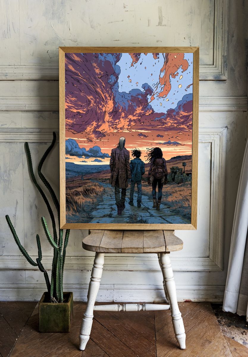 Anime Sunset Journey Poster. room preview