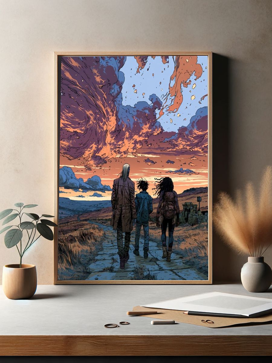 Anime Sunset Journey Poster. — room view 2