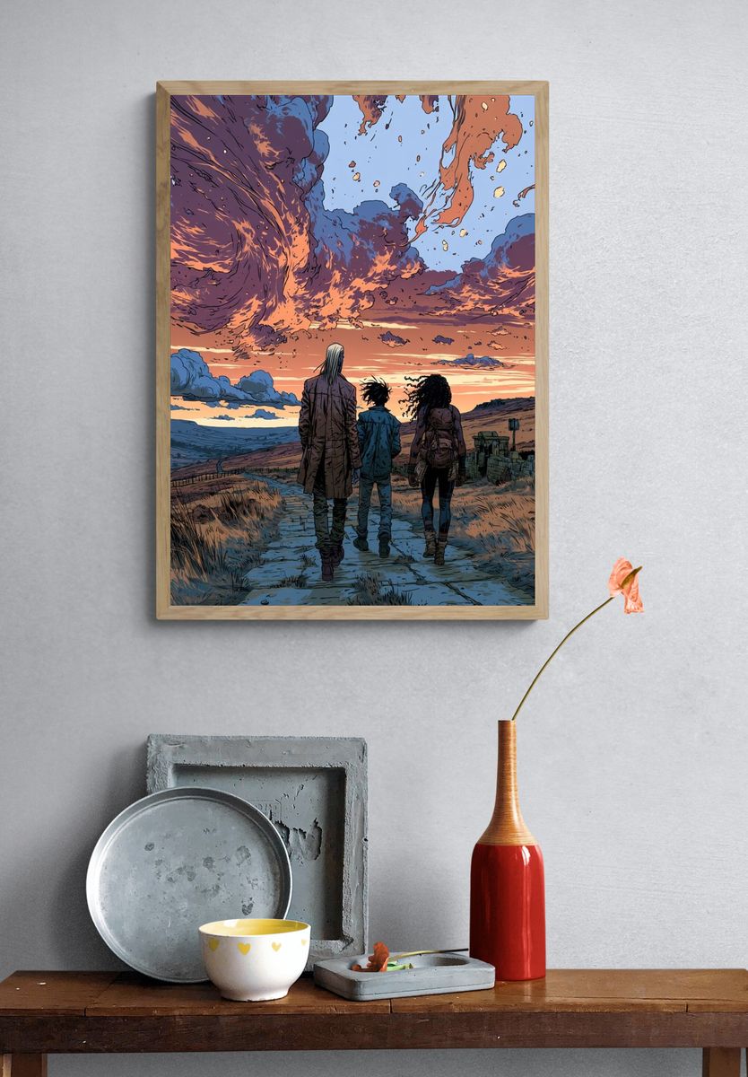 Anime Sunset Journey Poster. — room view 3