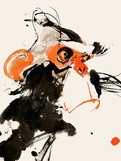 Abstract Rooster Ink Poster.