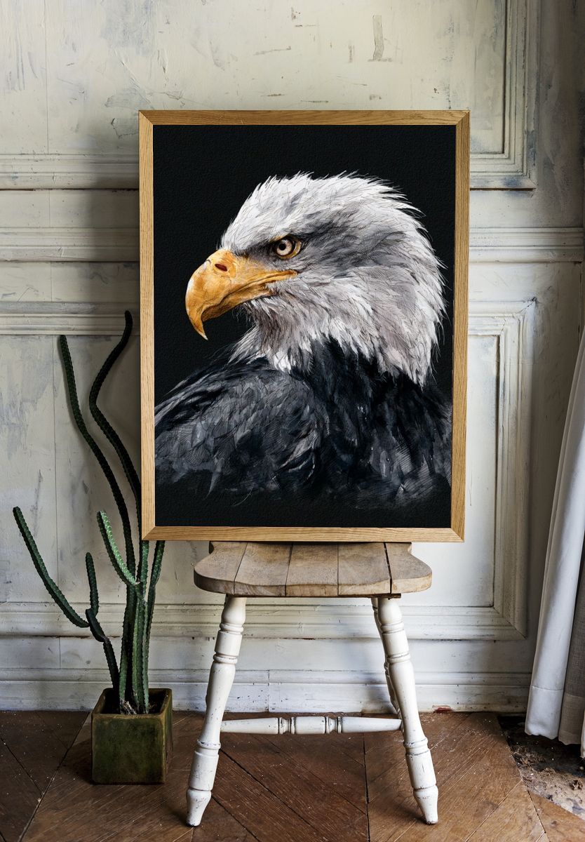 Bald Eagle Watercolor Poster. room preview