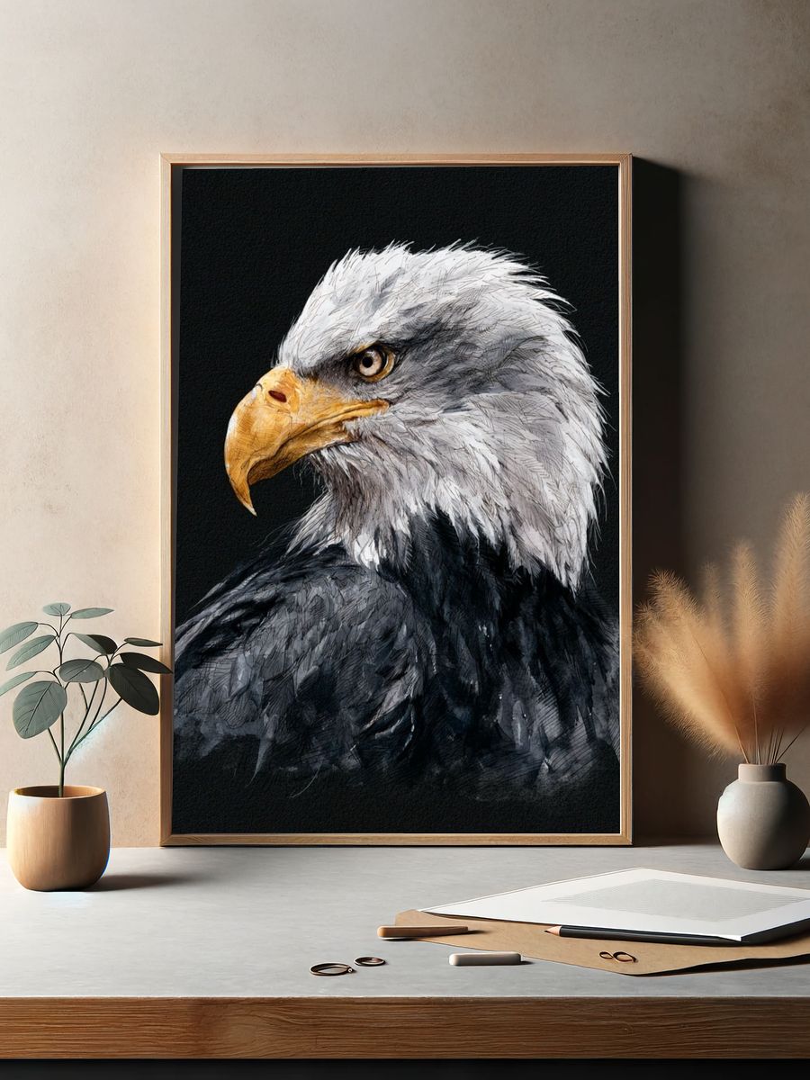 Bald Eagle Watercolor Poster. — room view 2