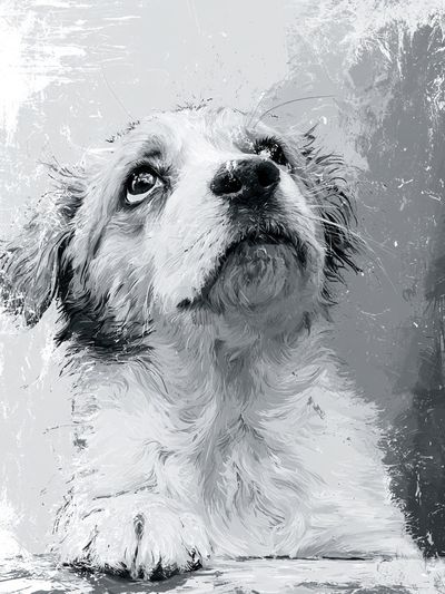 Dog Portrait Black-White Print.