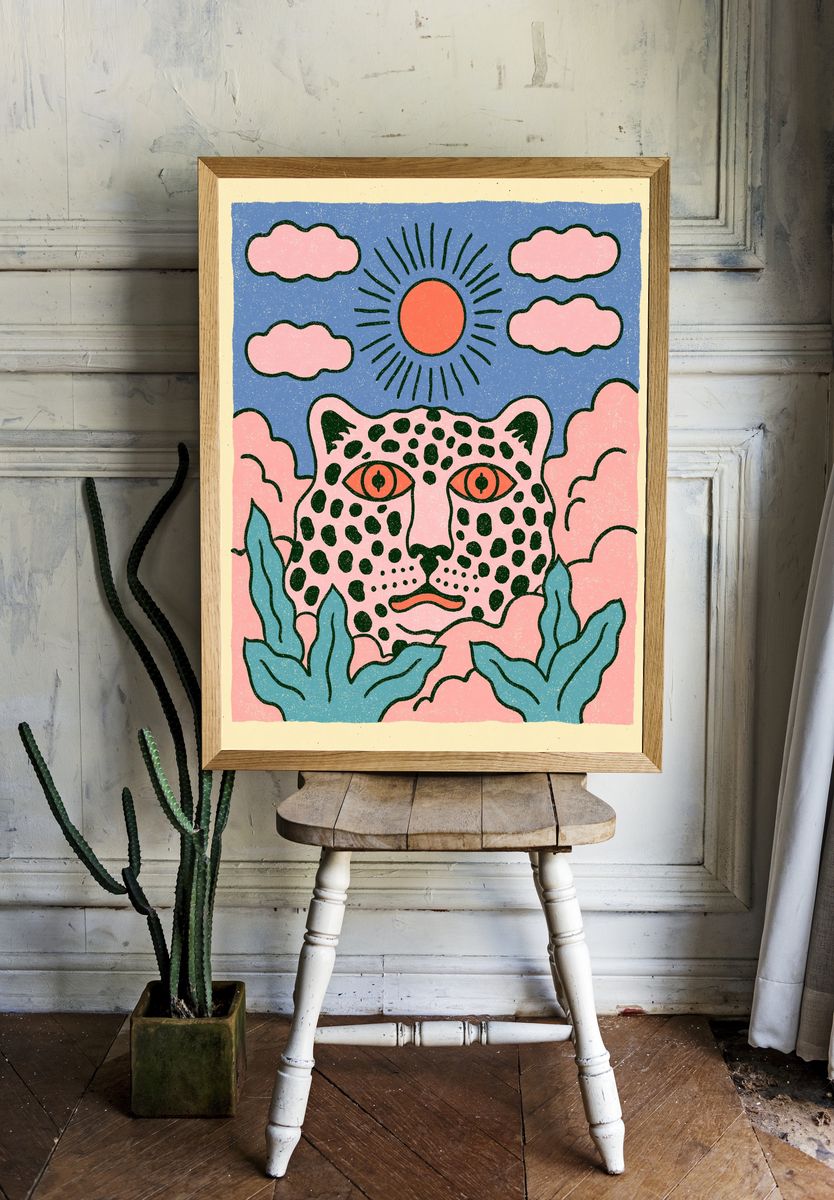 Leopard Sun Illustration Poster. room preview
