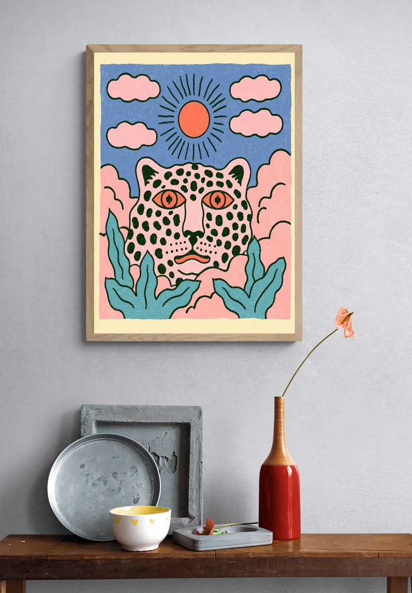Leopard Sun Illustration Poster. — room view 3