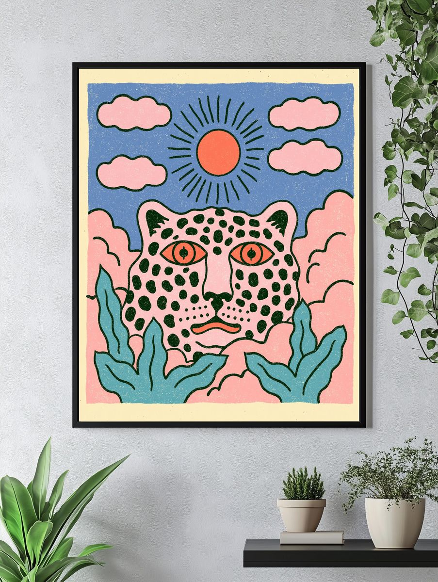 Leopard Sun Illustration Poster. — room view 4