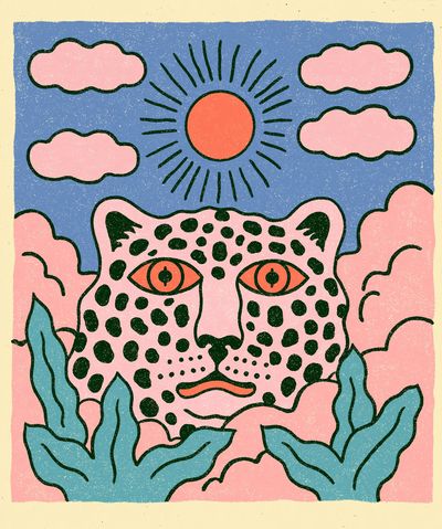 Leopard Sun Illustration Poster. poster