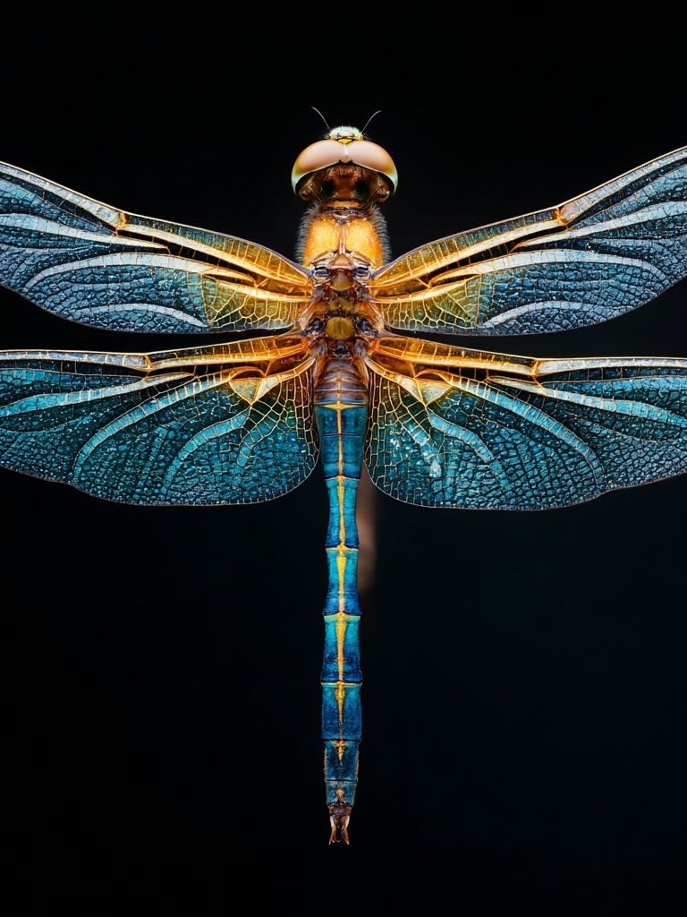 Blue Dragonfly Macro Photography Poster. poster — animals art