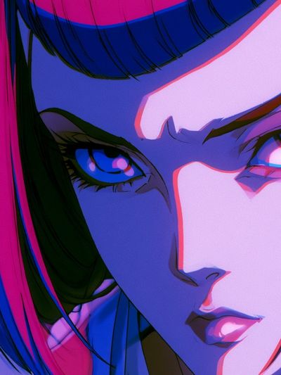 Neon Anime Portrait Poster.
