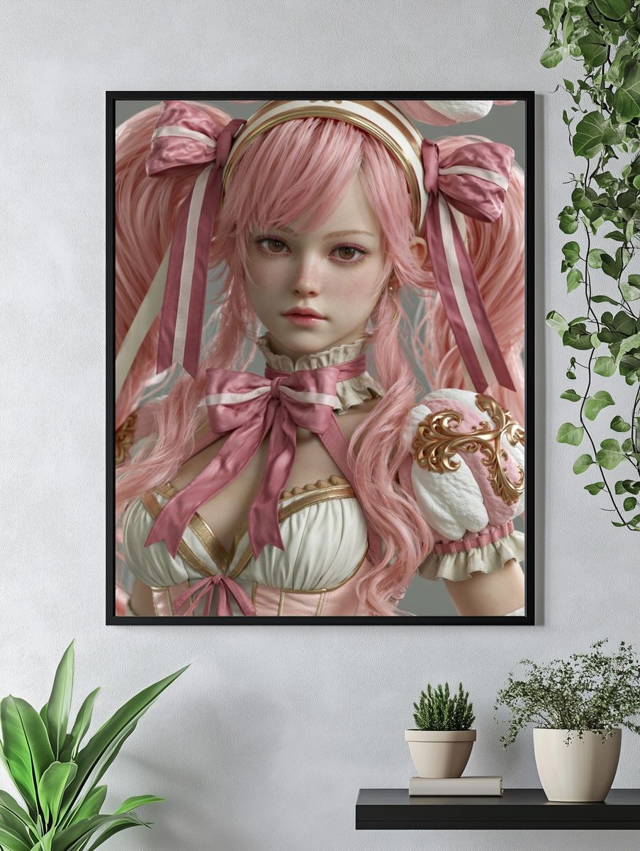 Pink Anime Doll Portrait Poster. — room view 4
