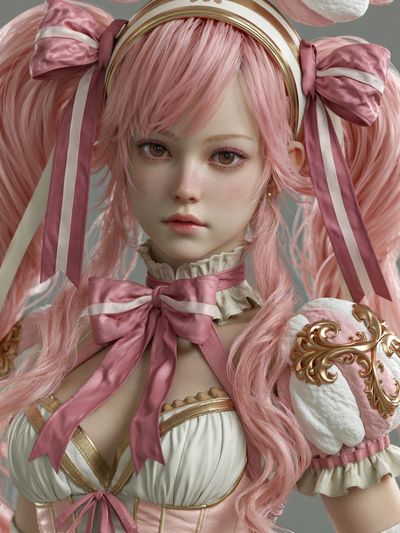 Pink Anime Doll Portrait Poster.