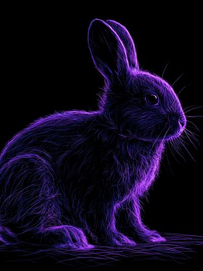 Neon Rabbit Illustration Poster.
