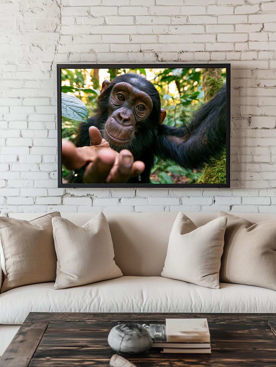 Curious Chimpanzee Portrait Poster. room preview