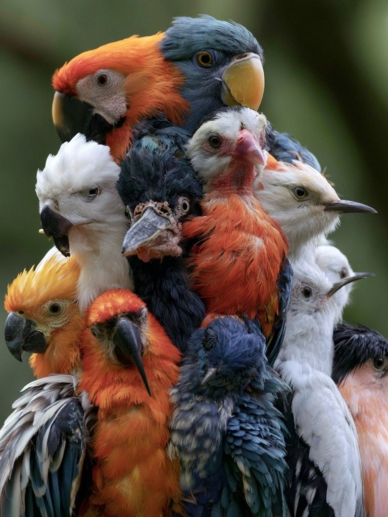 Colorful Parrot Cluster Photography Poster. poster detail