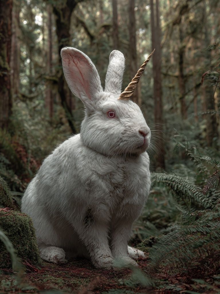 Unicorn Rabbit Forest Poster. poster detail