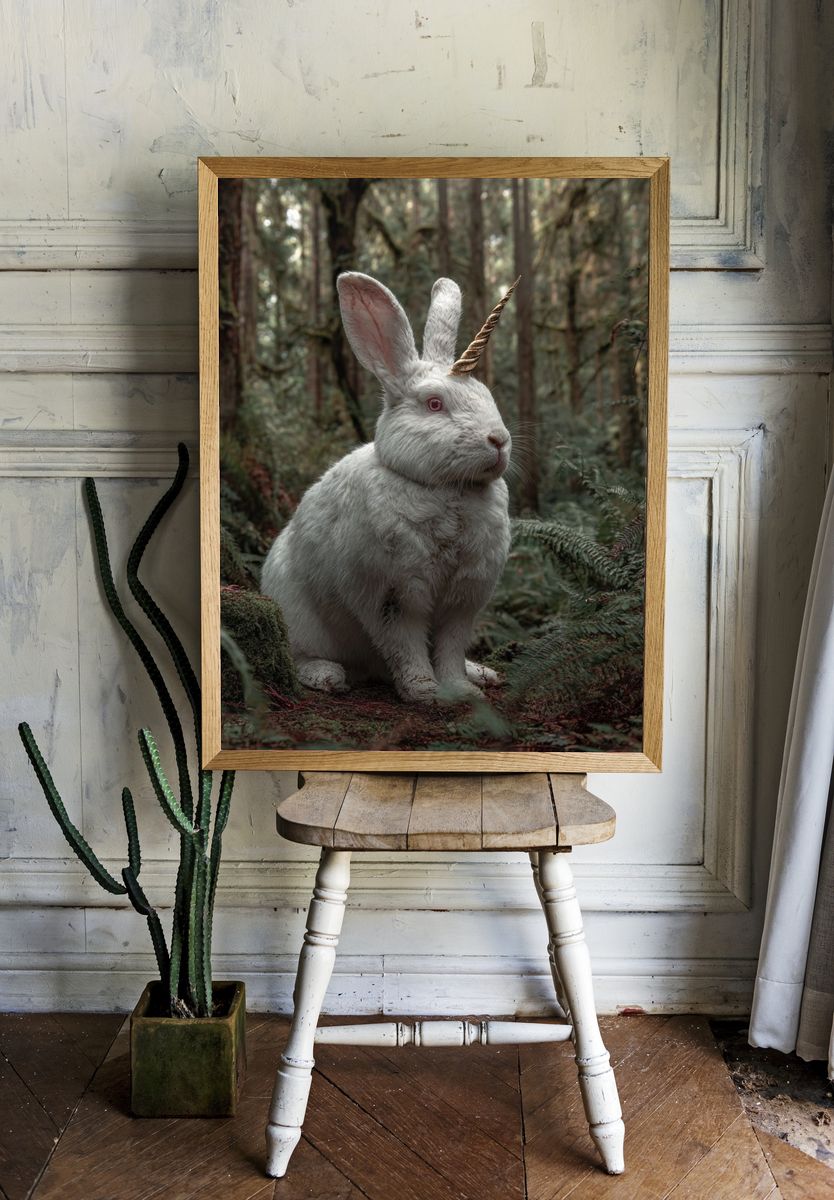 Unicorn Rabbit Forest Poster. — room view 1