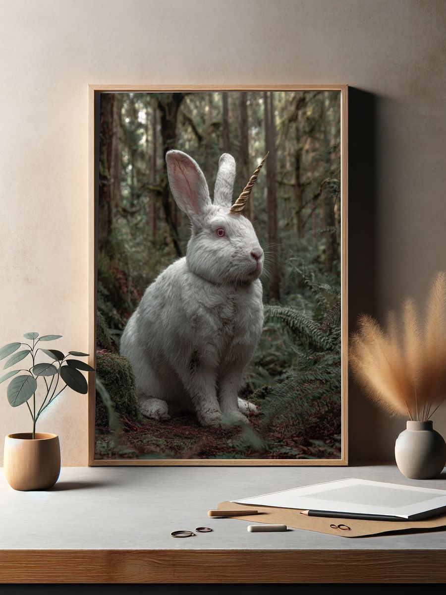 Unicorn Rabbit Forest Poster. — room view 2