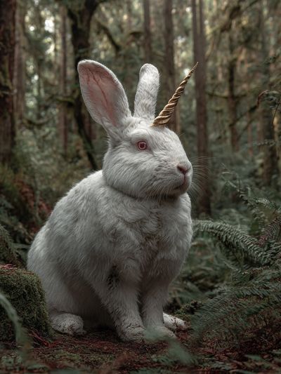 Unicorn Rabbit Forest Poster. poster print