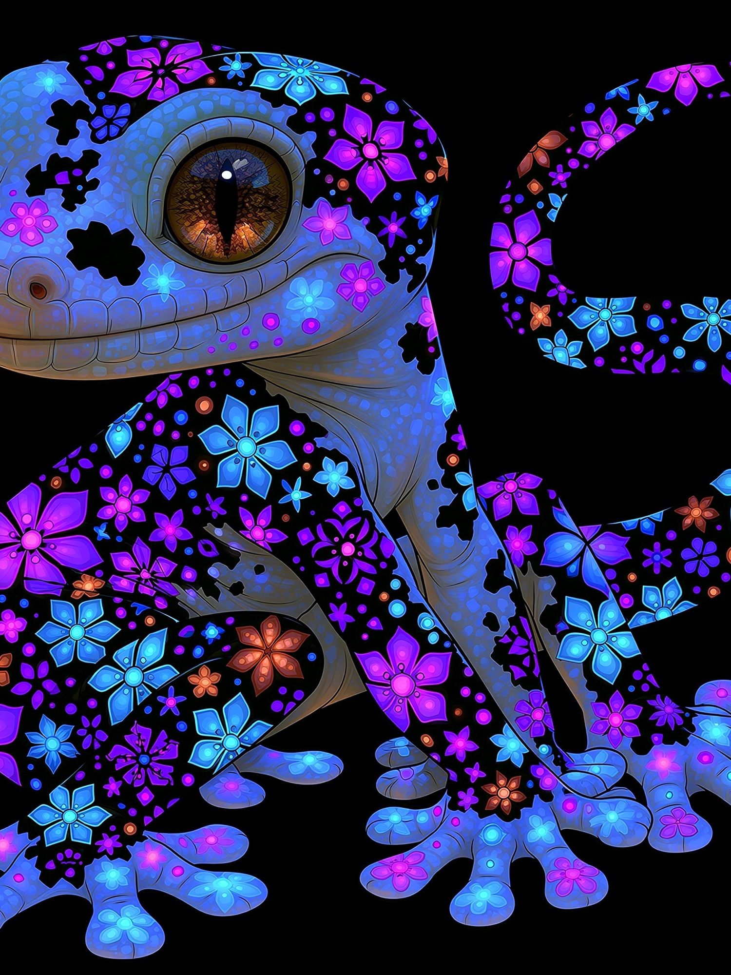 Floral Gecko Illustration Poster. poster — animals art