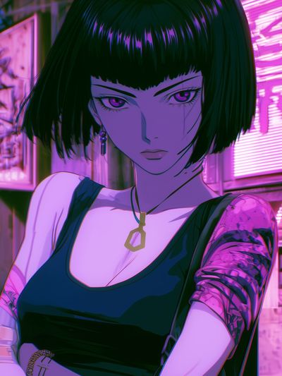 Neon Anime Portrait Poster.