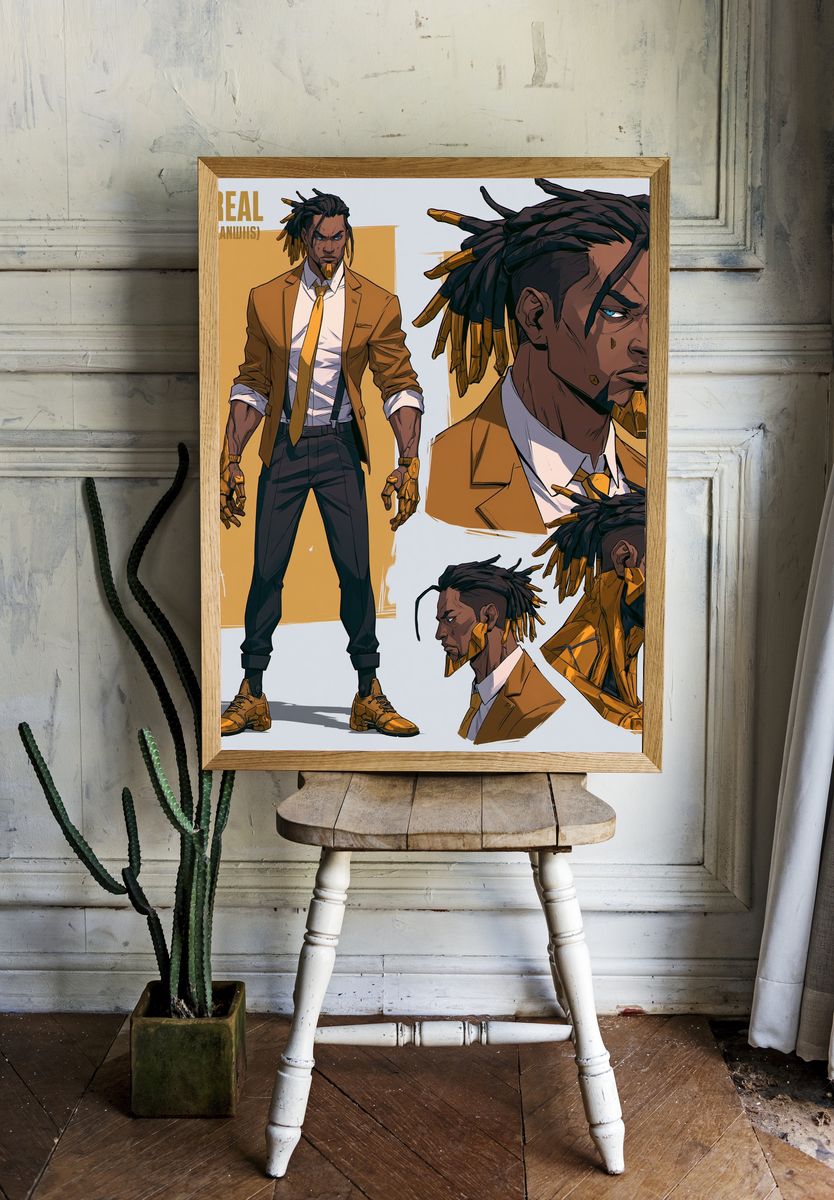 Rahreal Character Sheet Poster. room preview