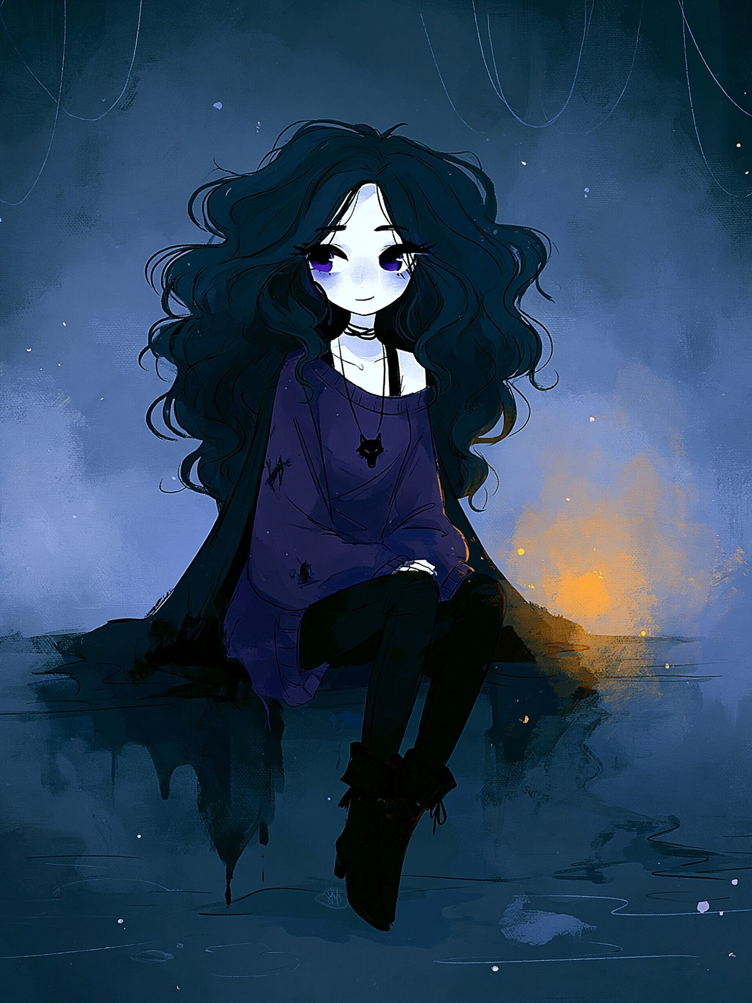 Gothic Girl Portrait Illustration Poster. poster detail
