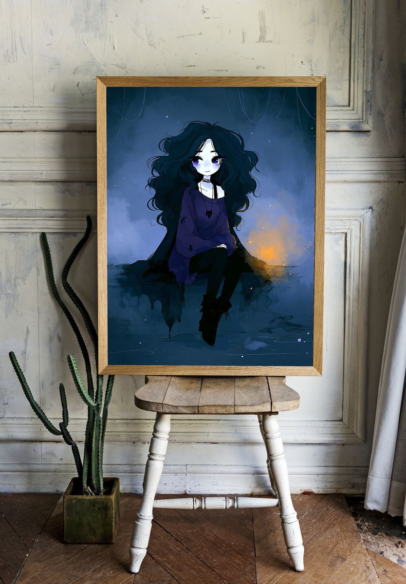 Gothic Girl Portrait Illustration Poster. room preview