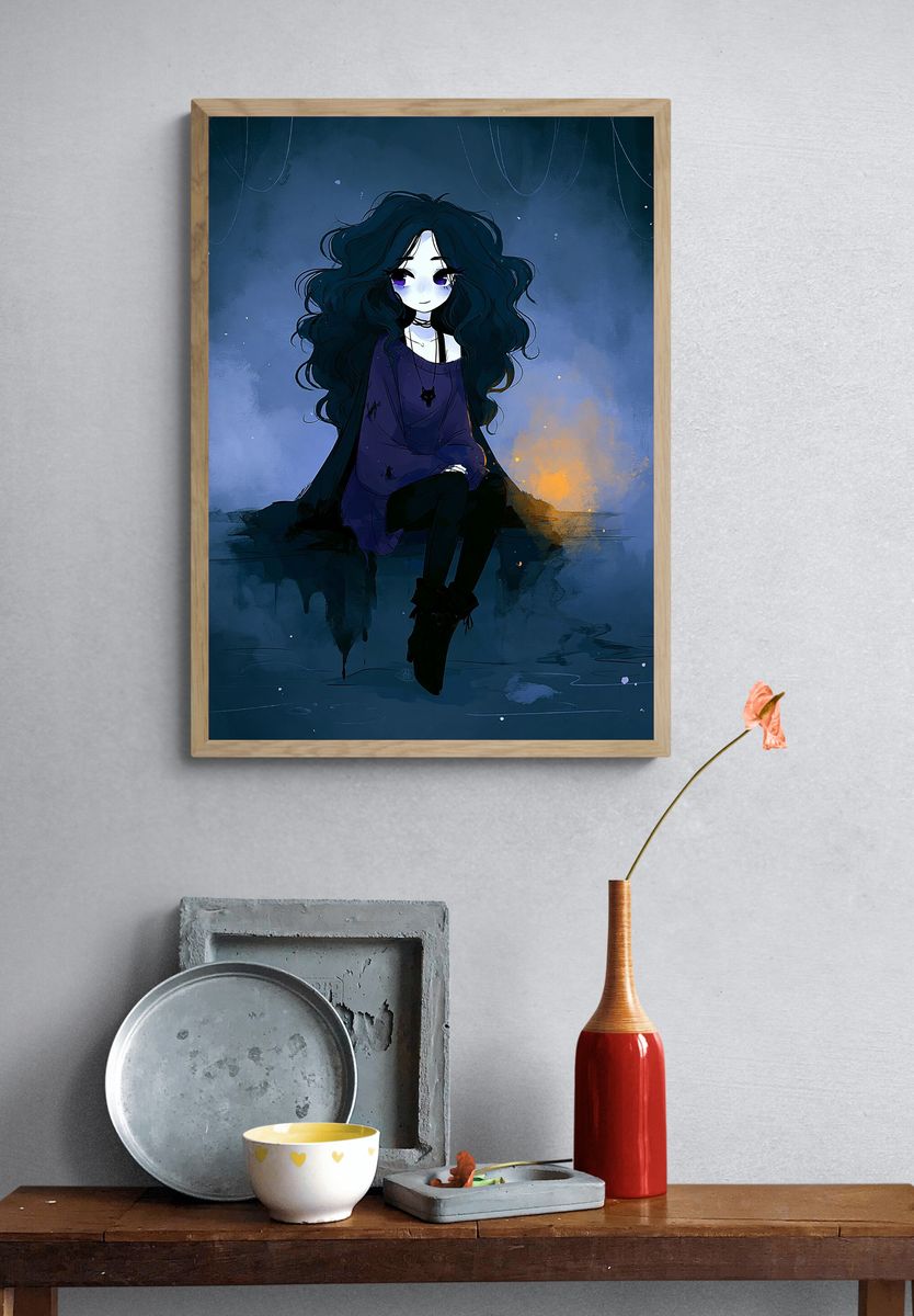 Gothic Girl Portrait Illustration Poster. — room view 3