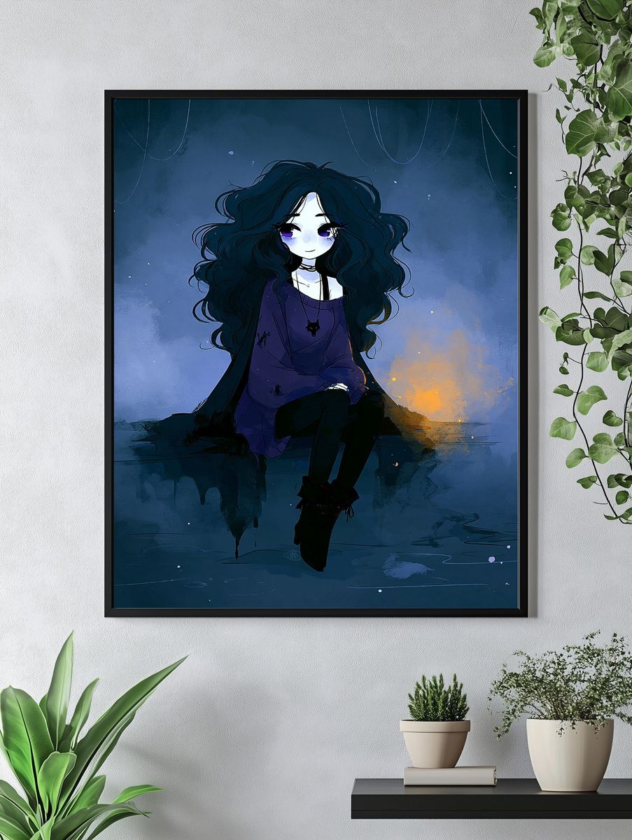 Gothic Girl Portrait Illustration Poster. — room view 4