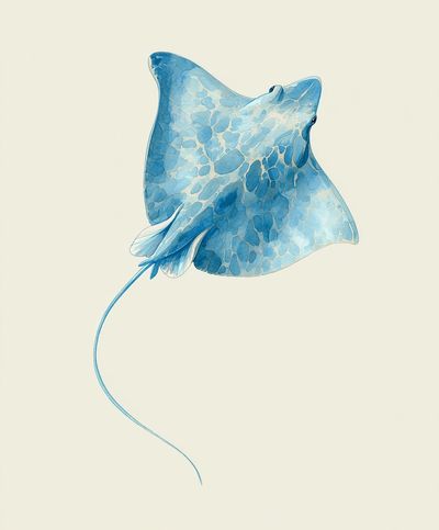 Blue Stingray Watercolor Print. poster