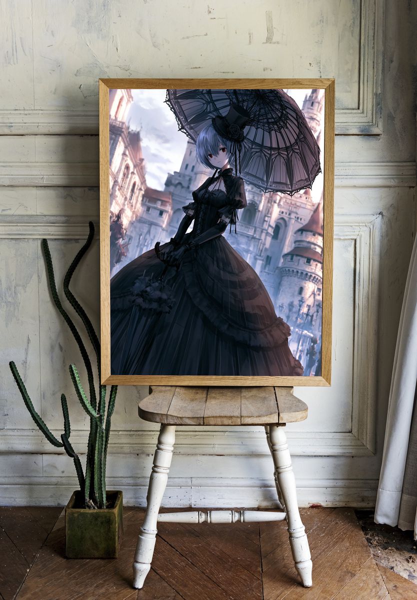 Gothic Anime Girl Illustration Poster. room preview