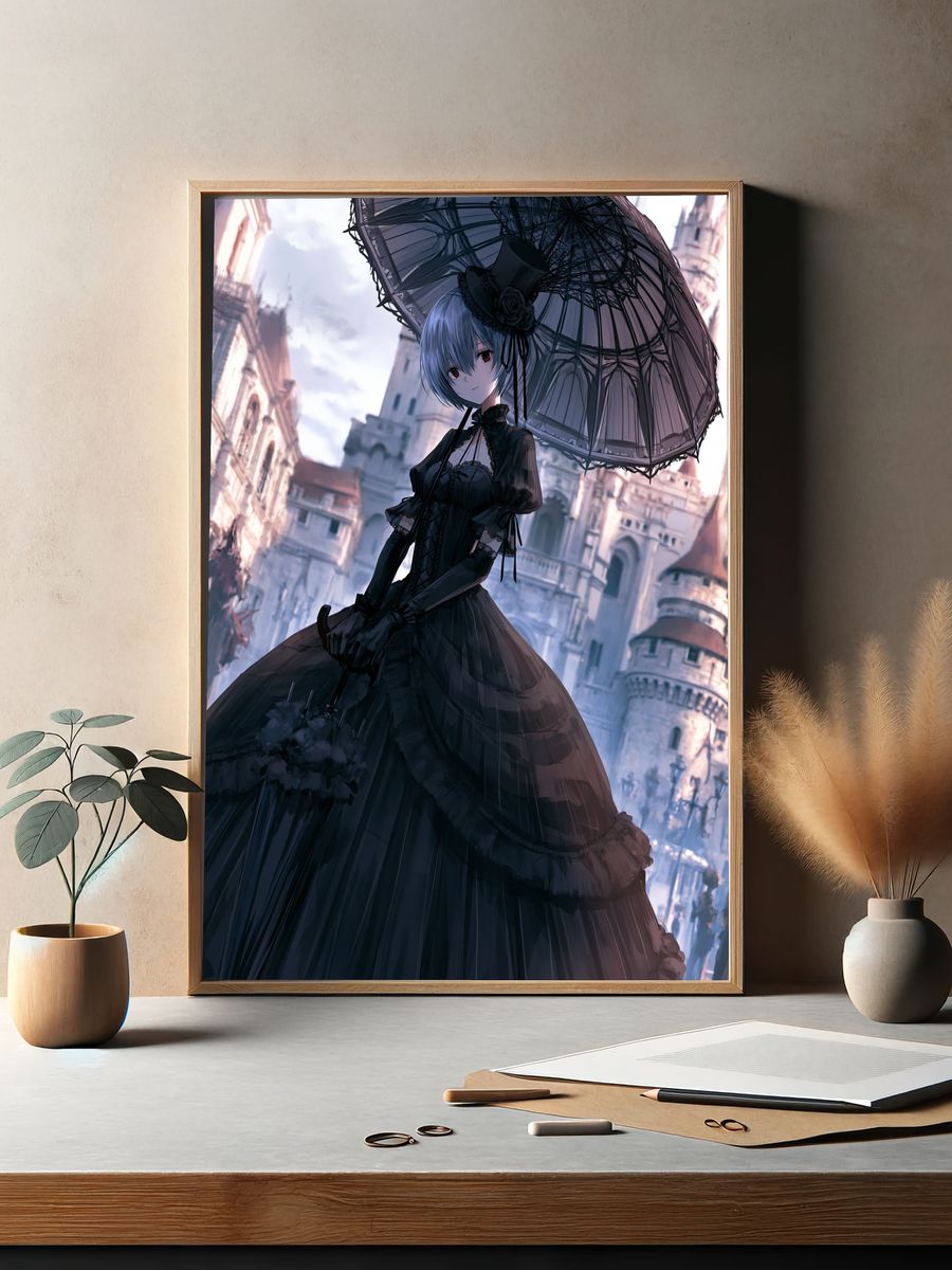Gothic Anime Girl Illustration Poster. — room view 2