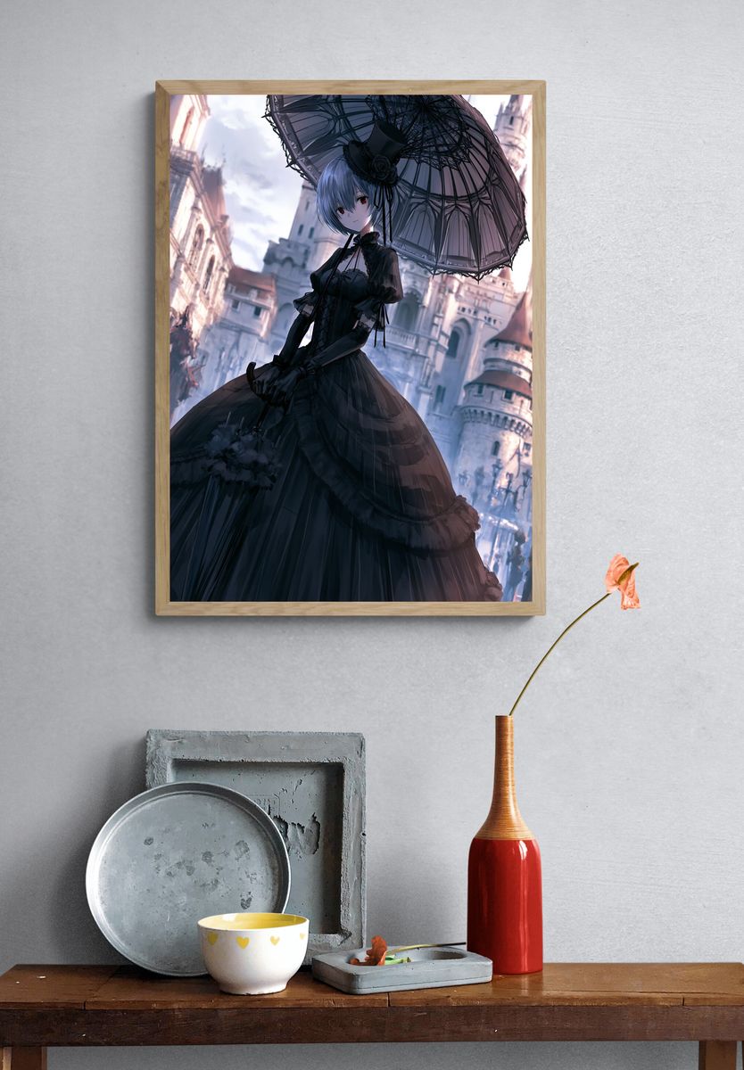 Gothic Anime Girl Illustration Poster. — room view 3