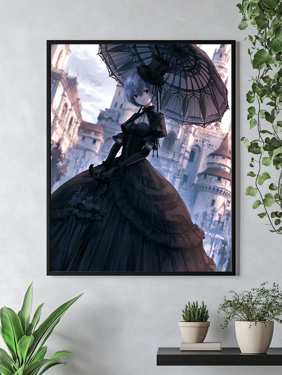 Gothic Anime Girl Illustration Poster. — room view 4