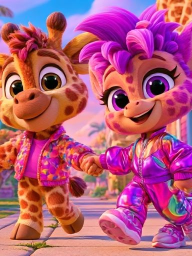 Cute Giraffe Friends Illustration Poster. poster detail