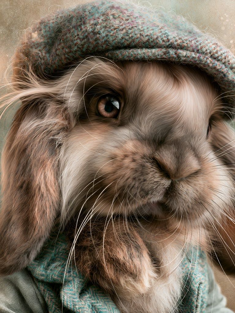 Cozy Bunny Portrait Poster. poster detail