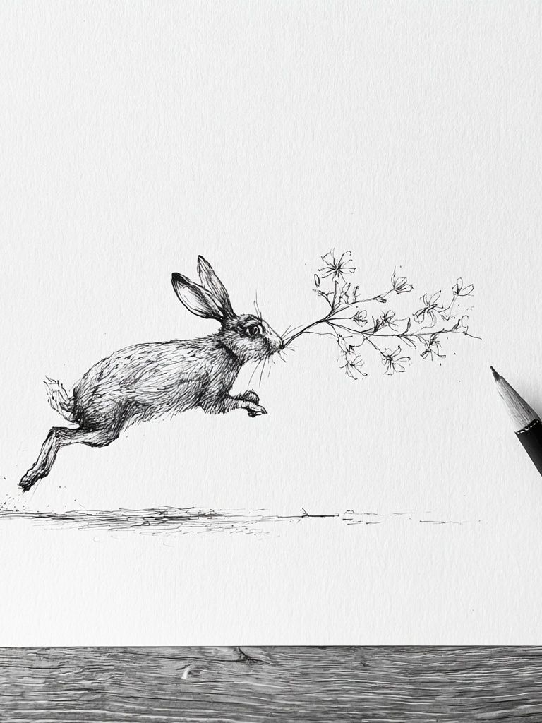 Leaping Hare Line Art Poster. poster detail